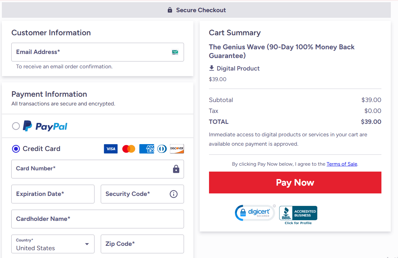 The Genius Wave Secure Checkout
